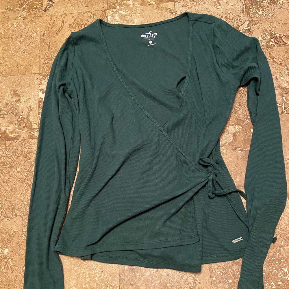 forest green wrap tie top